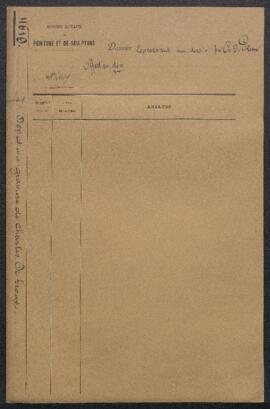 Dossier concernant un dessin de Charles Degroux (sujet non mentionné), offert en don au Musée via...