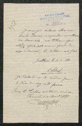Dossier concernant un dessin de feu Navez, signé et daté 1838, représentant un Episode du siège à...
