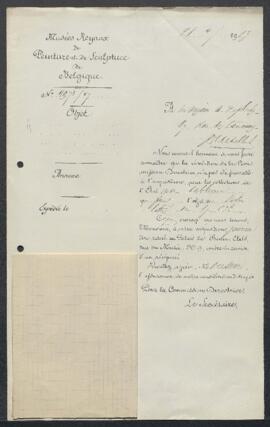 Dossier concernant un tableau, sujet et auteurs non spécifiés, offert en vente par Armand De Blut...