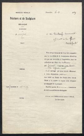 Dossier concernant un tableau de Charles Coumont représentant Un attelage de boeuf en Italie, off...