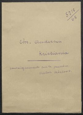 Dossier concernant la demande de renseignements de Mr Bj. Grönstad, (c/o Chr. Andersen, Suède, Os...