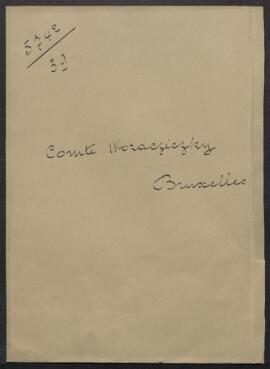 Dossier concernant la demande de renseignements du comte Olivier Woracziczky, chargé d’affaires de Hongrie à Bruxelles, sur l’existence en Belgique d’académies des Beaux-Arts et sur les conditions d’admission des étrangers.