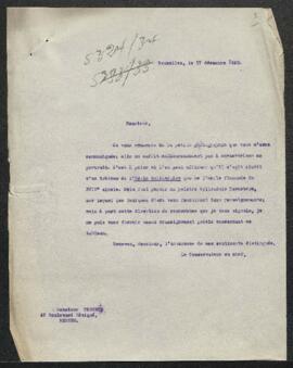 Dossier concernant la demande de renseignements de Mr Trevet (France, Rennes) sur l’auteur d’un P...