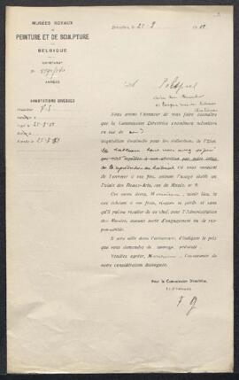 Dossier concernant Un triptyque donné à [Barend] van Orley, offert en vente par Gustave Polspoel ...