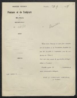 Dossier concernant une Dentellière, tableau de Joseph [Edouard] Stevens, offert en vente par Léon...