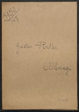 Dossier concernant une copie du tableau de Hans Memling décorant l'autel de la cathédrale de Lubeck offerte en vente par Mr Gustav Ritter (Allemagne, Grabov i. Meckl.). — Offre refusée.