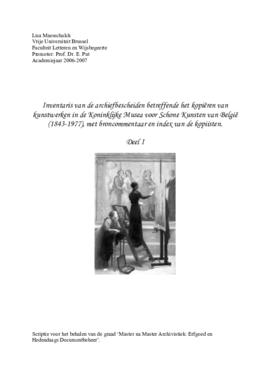 Sous-Fonds concernant la copie et la reproduction d'oeuvres d'art aux Musées royaux des Beaux-Art...