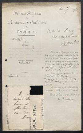 Dossier concernant un tableau attribué à Roelandt Savery, offert en vente par Mr Alfred Gernay (B...