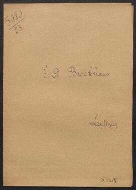 Dossier concernant la transmission de courrier de Mr F.A. Brockhaus (Leipzig) à Alexandre Struys.