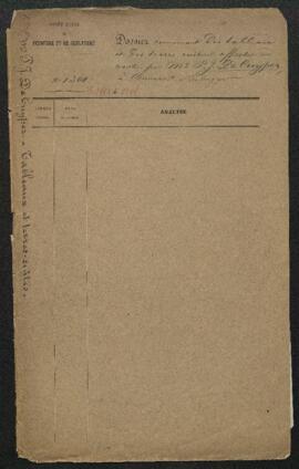 Dossier concernant l’acquisition en 1872 au statuaire P. J. De Cuyper (Anvers), à Mme veuve Léona...