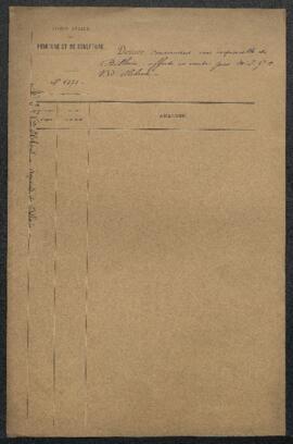 Dossier concernant une aquarelle de Charles Billoin, offerte en vente par Mr J.G.V. D. Elshout (S...