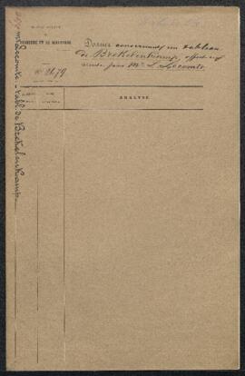 Dossier concernant un tableau de Brekelenkamp, offert en vente par l’entremise de Mr L. Lecomte (...