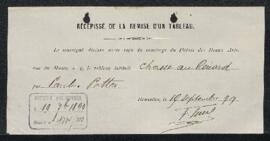 Dossier concernant une Chasse au Renard, tableau de Paulus Potter offert en vente par Mr F. Smal ...