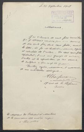 Lettre concernant Un coup de grisou et Groupe de mineurs, eaux-fortes de Constantin Meunier et of...