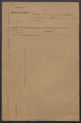Dossier concernant un tableau attribué à Gérard [ou Gérards ?] (sujet non mentionné), offert en v...