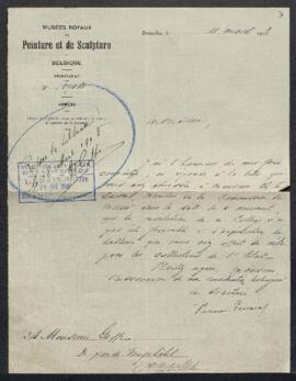 Dossier concernant un petit tableau attribué à Fritz Van de Kerkhove, offert en vente par Mr Henr...