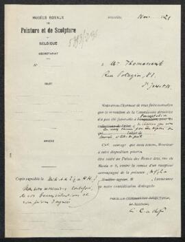 Dossier concernant un Portrait du Roi Léopold Ier à l'âge de vingt ans attribué à Sir Thomas Lawr...