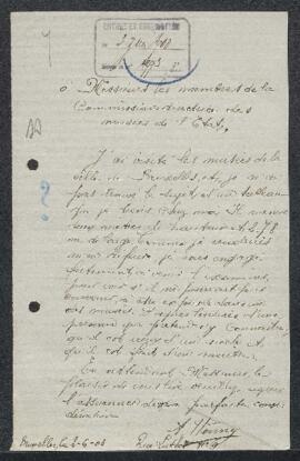 Lettre concernant un tableau du 19e, sujet et auteur non spécifiés, offert en vente par Mr A. Hen...