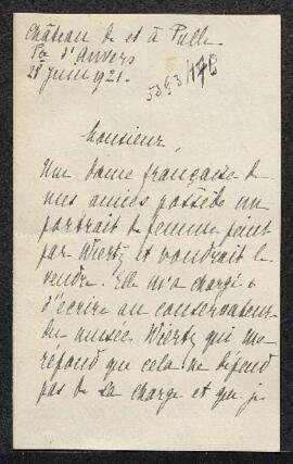 Dossier concernant un Portrait de femme par Wiertz appartenant à Mme Valérie Eichner (France, Par...