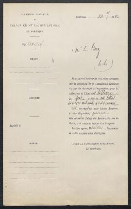 Dossier concernant une vente de tableaux anciens provenant des collections [J. P.] Weyer, [C.] Ge...