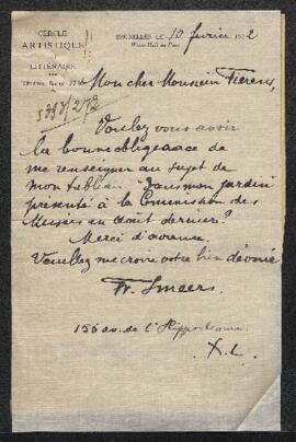 Dossier concernant deux tableaux de Frans Smeers intitulés Vieille femme au jardin et Fillette au...
