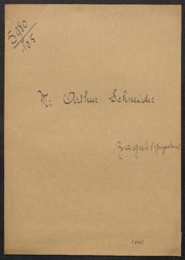 Dossier concernant une demande de renseignements du Dr Arthur Schneider (Zagreb, Galerie Strossma...