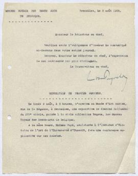 Exposition de dessins (MRBAB, août 1928).