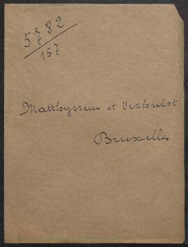 Dossier concernant une demande de renseignements de Mrs Matthyssens et Verhulst (Bruxelles) conce...
