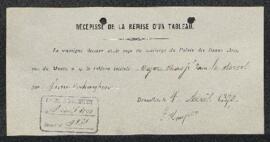 Dossier concernant un tableau de Pierre Joseph Verhaghen, Agar chassé dans le desert, offert en v...