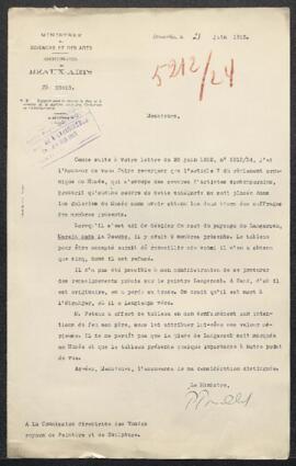Dossier concernant Marais dans la Beauce, tableau de Henri Langerock, offert en don par Mr Peteau...