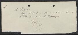 Note concernant l’envoi d’un dossier de Mr Fourcroy au Musée du Cinquantenaire.