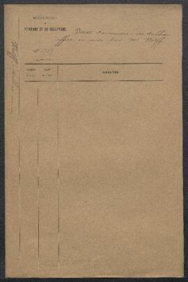Dossier concernant un tableau (auteur et sujet non mentionnés), offert en vente par l’antiquaire ...