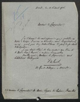 Lettre concernant un dessin à la sépia représentant Un cerf par Eug[ène Joseph] Verboeckhoven, of...