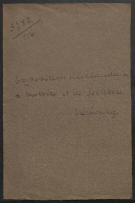 Dossier concernant une offre de participation à l'exposition Folklore en ouheidkundige tentoonste...