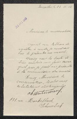 Dossier concernant un tableau ancien, (sujet et auteur non spécifiés), offert en vente par Mr Waterman (Schaarbeek). — Sans suite.