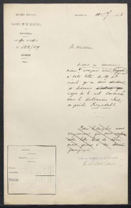 Dossier concernant une demande de renseignements de Mr WM. O. Cole (U.S.A. , New York) relative a...