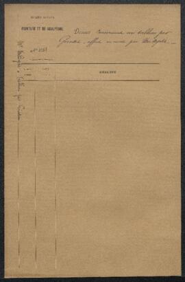 Dossier concernant un tableau attribué à [Anne-Louis] Girodet représentant un Scène de déluge, offert en vente par l'entremise de Mr [Van Dycke ?]. — Offre refusée.