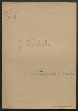 Lettre de Mr Hebette (Bomal sur Ourthe) demandant des renseignements sur un tableau, sujet et aut...