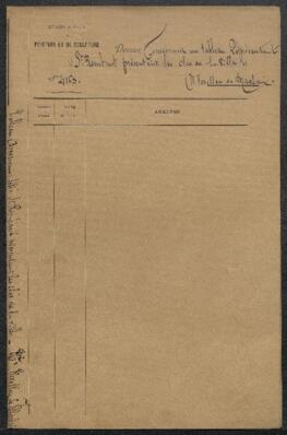 Dossier concernant un tableau attribué à Boyermans [Theodor Boeyermans] représentant Saint Rombaut présentant lers clefs de la ville de Malines, offert en vente par Mme A. Verellen De Marbaix (Anvers). — Offre refusée.