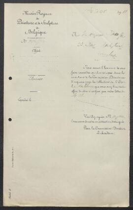 Dossier concernant un tableau attribué à Antoine Wiertz et une esquisse donnée à R. J. Ligy,repré...