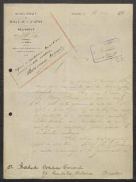 Dossier concernant un tableau de Henri Evrard, offert en don par Mme Boneneau-Evrard (Bruxelles),...