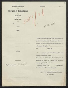 Dossier concernant une Nature morte, fleurs, pigeons, chevreau et poules, tableau de Pierre [Piet...