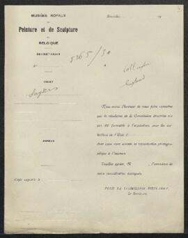 Dossier concernant un tableau représentant un Cerf aux abois de [Frans] Snijders, offert en vente...