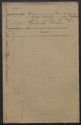 Dossier concernant deux tableaux offerts en vente par l’antiquaire Fr. Aug. Gerhardt (Allemagne, ...