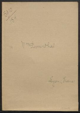 Lettre de condoléances à Mme Léon Rosenthal (France, Lyon) à l'occasion du décès de son mari.