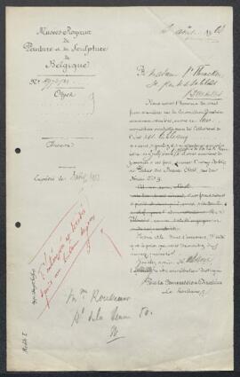 Dossier concernant cinq tableaux représentant des Corps de l'Armée belge à savoir respectivement ...
