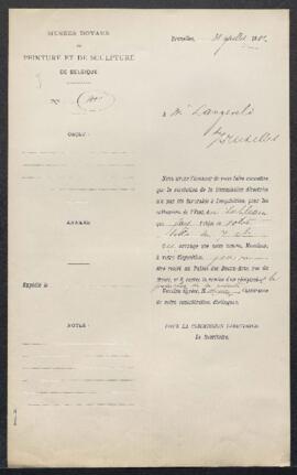 Dossier concernant un tableau de Jean Baptiste [Pierre] Coclers représentant un Autoportrait, off...