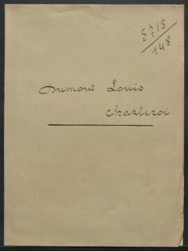 Dossier concernant la demande de renseignements de Louis Dumont (Charleroi) sur un tableau attrib...