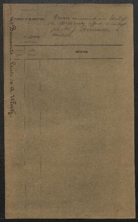 Dossier concernant une étude de Antoine Wiertz offerte en vente par Mr J. Bernaerts (Malines). — ...