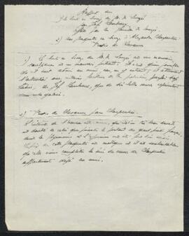 Dossier concernant un buste en bronze de M. de Somzée par Jef Lambeaux appartenant à Mr G. de Som...
